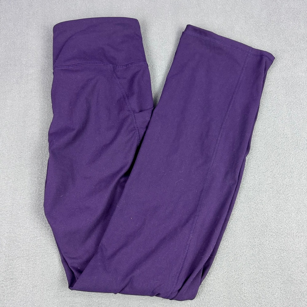 Balance Collection Womens Purple High Waist Yoga Pants Side Pockets Size M 8-10